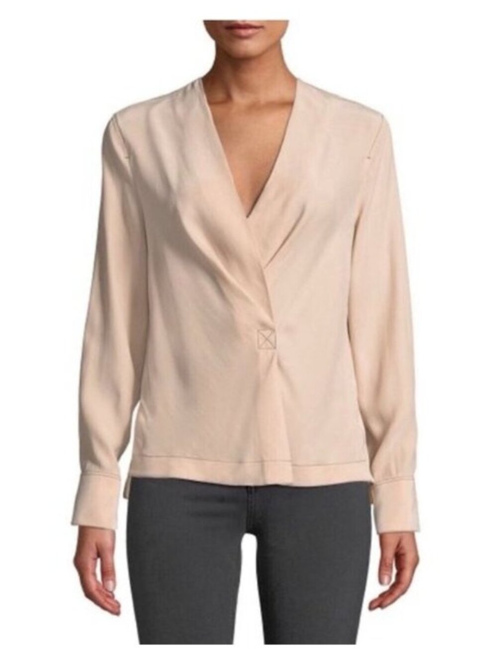 RAG & BONE Shields Silk Twill V-Neck Draped Blouse - XS